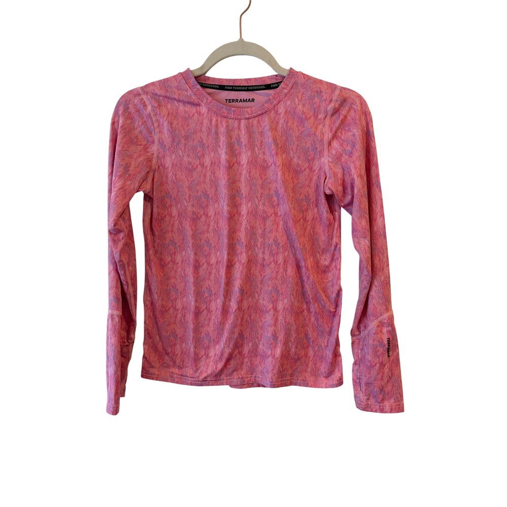 Terramar Kids Pink Purple Climasense 2.0 Base Layer Long Sleeve Top Large L